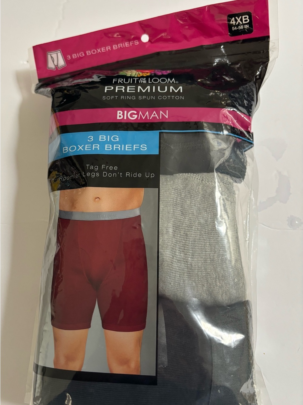 Fruit of the Loom 3-Pack Boxer Briefs - Maroon, Light Gray, Black